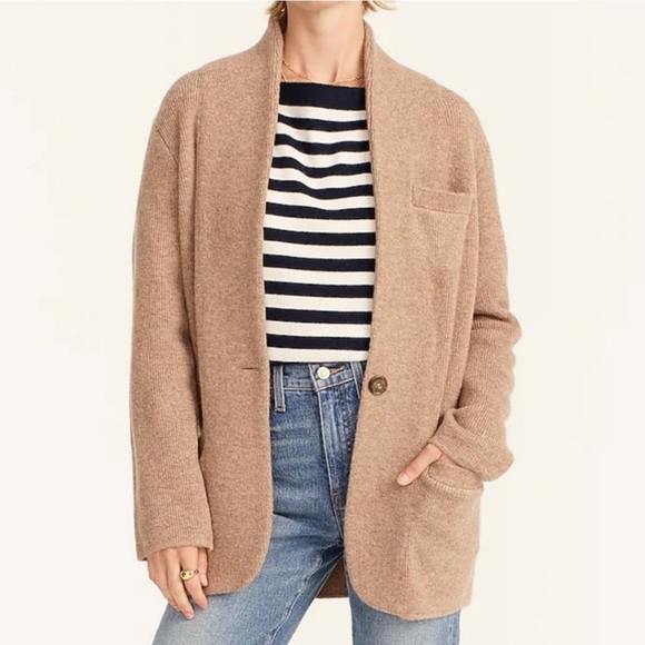 J. Crew Heather Mushroom Tan Cocoon Cardigan Sweater Blazer - Picture 1 of 8